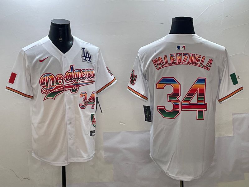 Men Los Angeles Dodgers #34 Valenzuela White Fashion Game 2025 Nike MLB Jersey style 3122->detroit tigers->MLB Jersey